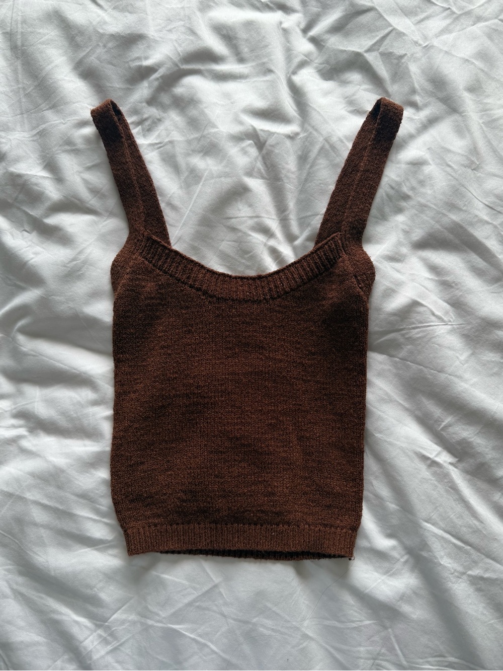twik Chocolate Brown Knit Tank Top Loungewear XS